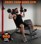 TYRSEN Adjustable Weight Bench & Workout Bench & Leg Extension for Home Gym, Foldable Bench Press for Full Body Workout with Leg Developer & Preacher Pad, 900Lbs Capacity & Space-Saving Design