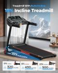 LIJIUJIA Treadmill for Home,Treadmills with 0%-15% Auto Incline,3HP Bushless,300 LBS,LED Display,Pulse Monitor