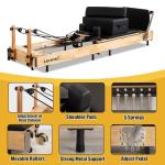 Pilates Reformer Machine - Foldable Wooden Reformer with 5 Resistance Levels, Jump Board & Complete Accessories | 90% Pre-Installed, Durable Oak Frame, 660lbs Capacity for Home & Studio