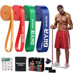 Giiyr Resistance Bands Set for Men & Women - 4 Levels Exercise Band with Door Anchor, Pull Up Bands for Strength Training, Stretching, Powerlifting, Home Workouts (Orange, red, Green, Blue)