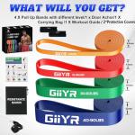 Giiyr Resistance Bands Set for Men & Women - 4 Levels Exercise Band with Door Anchor, Pull Up Bands for Strength Training, Stretching, Powerlifting, Home Workouts (Orange, red, Green, Blue)