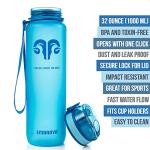 Embrava Sports Water Bottle 32oz - Fast Flow Flip Top Lid - BPA & BPS Free Leakproof Reusable - Lightweight Non-Toxic Tritan Plastic 1 Liter - Gym Hiking Office School Travel