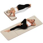 Foldable Yoga Mat Extra Thick 0.32 Inches Eco-Friendly POE Material, Non-Slip Design Fitness Mats, Multi-Purpose Workout Mats For Studio or Home Use 70 x 24 x 0.32 inches (Beige+Black)
