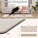 Foldable Yoga Mat Extra Thick 0.32 Inches Eco-Friendly POE Material, Non-Slip Design Fitness Mats, Multi-Purpose Workout Mats For Studio or Home Use 70 x 24 x 0.32 inches (Beige+Black)