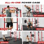 Roygym Power Cage, 2000LBS Power Rack with Cable Crossover System, All-in-One Squat Rack with Dual Independent Pulley System for Home Gym, Red