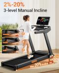 CURSOR FITNESS Treadmill with 20% Incline, Treadmills for Home 400 lb Capacity, 3.5HP Quiet Brushless, Folding Treadmill with Handle & Pulse Sensors, Running Machine for Home, 0.6-8.7MPH Speed Range