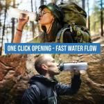 Embrava Sports Water Bottle 32oz - Fast Flow Flip Top Lid - BPA & BPS Free Leakproof Reusable - Lightweight Non-Toxic Tritan Plastic 1 Liter - Gym Hiking Office School Travel