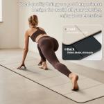 Foldable Yoga Mat Extra Thick 0.32 Inches Eco-Friendly POE Material, Non-Slip Design Fitness Mats, Multi-Purpose Workout Mats For Studio or Home Use 70 x 24 x 0.32 inches (Beige+Black)