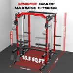 Roygym Power Cage, 2000LBS Power Rack with Cable Crossover System, All-in-One Squat Rack with Dual Independent Pulley System for Home Gym, Red