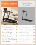 CURSOR FITNESS Treadmill with 20% Incline, Treadmills for Home 400 lb Capacity, 3.5HP Quiet Brushless, Folding Treadmill with Handle & Pulse Sensors, Running Machine for Home, 0.6-8.7MPH Speed Range