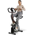 Exercise Bike, 4 IN 1 Stationary Bike, Foldable Folding Exercise Bike with 16-Level Magentic Resistance, Support Back Pad and Phone/Tablet Holder, Arm Resistance Band, Pulse Sensor, LCD Monitor for Home Workout 265LB Capacity