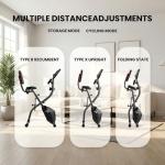 Exercise Bike, 4 IN 1 Stationary Bike, Foldable Folding Exercise Bike with 16-Level Magentic Resistance, Support Back Pad and Phone/Tablet Holder, Arm Resistance Band, Pulse Sensor, LCD Monitor for Home Workout 265LB Capacity