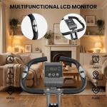 Exercise Bike, 4 IN 1 Stationary Bike, Foldable Folding Exercise Bike with 16-Level Magentic Resistance, Support Back Pad and Phone/Tablet Holder, Arm Resistance Band, Pulse Sensor, LCD Monitor for Home Workout 265LB Capacity