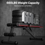 PASYOU Adjustable Weight Bench 660LBS, Foldable Incline Decline Bench for Home Gym, Dumbbell Exercise Bench for Full Body Workout, Compact Flat Workout Bench for Small Spaces Strength Training, Grey