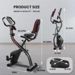 Exercise Bike, 4 IN 1 Stationary Bike, Foldable Folding Exercise Bike with 16-Level Magentic Resistance, Support Back Pad and Phone/Tablet Holder, Arm Resistance Band, Pulse Sensor, LCD Monitor for Home Workout 265LB Capacity