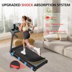 Treadmill with 0-15% Auto Incline, 0.6-7.5MPH Foldable Walking Pad Treadmill with Handle Bar for Home Small, 3.0HP Low Noise Portable Walking Running Machine for Small Space, 350LBS Capacity Black