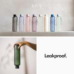 KIVY Slim Water Bottle 32oz [Lightweight & Shatterproof] Fits Backpack & Cupholder for Travel, Sports, School, Gym - Dark green - Gym water bottle screw top - Dishwasher Safe