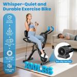 Birdfeel Foldable Exercise Bike, Multifunctional Indoor Stationary Bikes for Home with 8-Level Magnetic Resistance, Quiet Workout Bike with Arm Resistance Bands, LCD Monitor, 300LBS Capacity (Gunmetal)