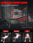 OPPSDECOR Adjustable Weight Bench Set with Squat Rack, 3 Sec Folding Workout Bench for Full Body Exercise, 600LBS All-in-One Bench Press with Leg Curl & Leg Extension, Incline Decline Flat Home Gym Bench