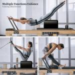 Pilates Reformer 92" Wooden Foldable Reformer Pilates Machine with Springs Pilates Equipment with Jump Board Box 6 Springs for Home Workouts Gym for All Level Users Up to 500 LBS