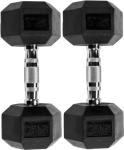 Fitvids Rubber Encased Hex Dumbbell – 25LB – 25LB Pair – Black