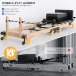 Pilates Reformer 92" Wooden Foldable Reformer Pilates Machine with Springs Pilates Equipment with Jump Board Box 6 Springs for Home Workouts Gym for All Level Users Up to 500 LBS