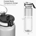Edmyre 32oz Water Bottle with Chug Lid, Frosted & Clear Tritan BPA-Free, Leakproof, Wide Mouth, Portable Sports Water Bottle for Gym, Office, Travel, Outdoor (Transparent)