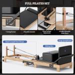 Pilates Reformer 92" Wooden Foldable Reformer Pilates Machine with Springs Pilates Equipment with Jump Board Box 6 Springs for Home Workouts Gym for All Level Users Up to 500 LBS