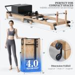 Pilates Reformer 92" Wooden Foldable Reformer Pilates Machine with Springs Pilates Equipment with Jump Board Box 6 Springs for Home Workouts Gym for All Level Users Up to 500 LBS