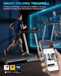 WELLFIT Treadmill with 15% Auto Incline, 400LBS Capacity, Foldable Treadmills with Handlebar, Heart Rate Sensor, LED Display, App Control, 4.0HP Heavy Duty Treadmill for Home, Seniors, Adults, Teens