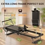 TYRSEN Foldable Pilates Reformer - Reformer Pilates Machine with Springs, Quick-Assembly Pilates Power Gym Equipment for Home Workout & Gym, Pilates Machine with Upgraded Wheels and Jumpboard