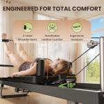 TYRSEN Foldable Pilates Reformer - Reformer Pilates Machine with Springs, Quick-Assembly Pilates Power Gym Equipment for Home Workout & Gym, Pilates Machine with Upgraded Wheels and Jumpboard