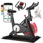 CHAOKE Exercise Bike, Quiet Adjustable Magnetic Stationary Bike for Home Cardio with App Compatible, 350LB Weight Capacity Indoor Cycling Bike with Mat, Large Seat, Digital Display for Home Fitness