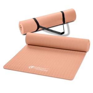 Circuit Fitness by Marcy 1/4-inch (6mm) Non Slip Multi-Purpose Exercise Yoga Mat with Carrying Strap - Sunset Orange