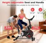 CHAOKE Exercise Bike, Quiet Adjustable Magnetic Stationary Bike for Home Cardio with App Compatible, 350LB Weight Capacity Indoor Cycling Bike with Mat, Large Seat, Digital Display for Home Fitness