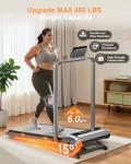 Walking Pad with 15% 12-Level Auto Incline & Handle Bar, 450 lbs Capacity UI Screen, Rayspace 3.5HP Quiet Under Desk Treadmill, Speaker, APP & Remote Control, Treadmills for Home Hiking