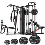 SunHome Multifunction Home Gym Equipment Workout Station, Smith Machine with 138LB Weight Stack and BP, Leg Press, LAT Station for Full Body Training