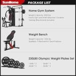 SunHome Multifunction Home Gym Equipment Workout Station, Smith Machine with 138LB Weight Stack and BP, Leg Press, LAT Station for Full Body Training
