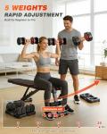 Rendpas Adjustable Dumbbells Set of 2, 5 in 1 Free Select Weight Dumbbell Set with Anti-Slip Texture Handle, Weight Set for Home & Gym, Suit Both Men and Women, Red, 25 Lb, 2 Pcs