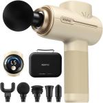 RENPHO Active Massage Gun, Deep Tissue Percussion Back Massager for Neck, FSA Approved, Portable Handheld Massager with 5 Speeds, HSA, 5 Attachments, Carry Case, Beige