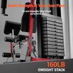 Home Gym System with 160LB Weight Stack, Multifunctional All-in-One Workout Station, Full Body Strength Training System