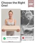 YOTTOY Foldable Yoga Mat for Travel Non-Slip Thick Folding Yoga Mat with Carry Bag, Lightweight Portable Exercise Mat for Home, Gym, Outdoor, Milky White