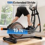 Niceday Elliptical Exercise Machine, Elliptical Machine for Home, Magnetic Elliptical Trainer with 19IN Stride, 16 Resistance Levels, 400LBS Loading Capacity, Support Kinomap APP Brown