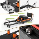 Pilates Reformer, Foldable Pilates Machine for Home Use and Gym Workout, Suitable for Advanced and Beginners Users,Pilates Equipment with Sitting Box, Jump Board ,Up to 500 LBS