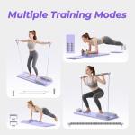 Multifunctional Pilates Board, Pilates Reformer Sets 7-in-1 Foldable Pilates Reformer Machine for Home Workout with Timer, Phone Holder, Push-up Bar, Ab Board, 330LBS Capacity Portable Set, Purple