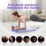 Multifunctional Pilates Board, Pilates Reformer Sets 7-in-1 Foldable Pilates Reformer Machine for Home Workout with Timer, Phone Holder, Push-up Bar, Ab Board, 330LBS Capacity Portable Set, Purple