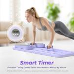 Multifunctional Pilates Board, Pilates Reformer Sets 7-in-1 Foldable Pilates Reformer Machine for Home Workout with Timer, Phone Holder, Push-up Bar, Ab Board, 330LBS Capacity Portable Set, Purple