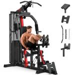 WFLGFT Home Gym Workout Equipment 148 LB Weight Stack, Full Body Workout Machine for LAT Pulldown, Chest Press, Leg Extension & Strength Training, Multi Function Fitness Equipment (Black)