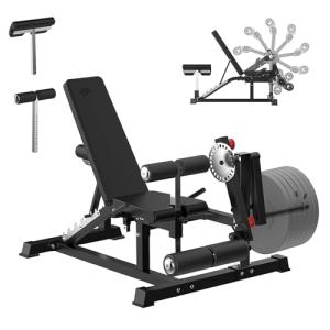 Finer Form GLX Adjustable Weight Bench with Leg Extension and Curl Machine, Total Body Bench for Home Gym, Great for Bench Press, Sit Ups, Preacher Curl, Hip Thrusts and Other Plate-Loaded Exercises