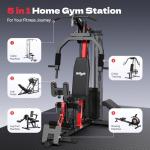 WFLGFT Home Gym Workout Equipment 148 LB Weight Stack, Full Body Workout Machine for LAT Pulldown, Chest Press, Leg Extension & Strength Training, Multi Function Fitness Equipment (Black)